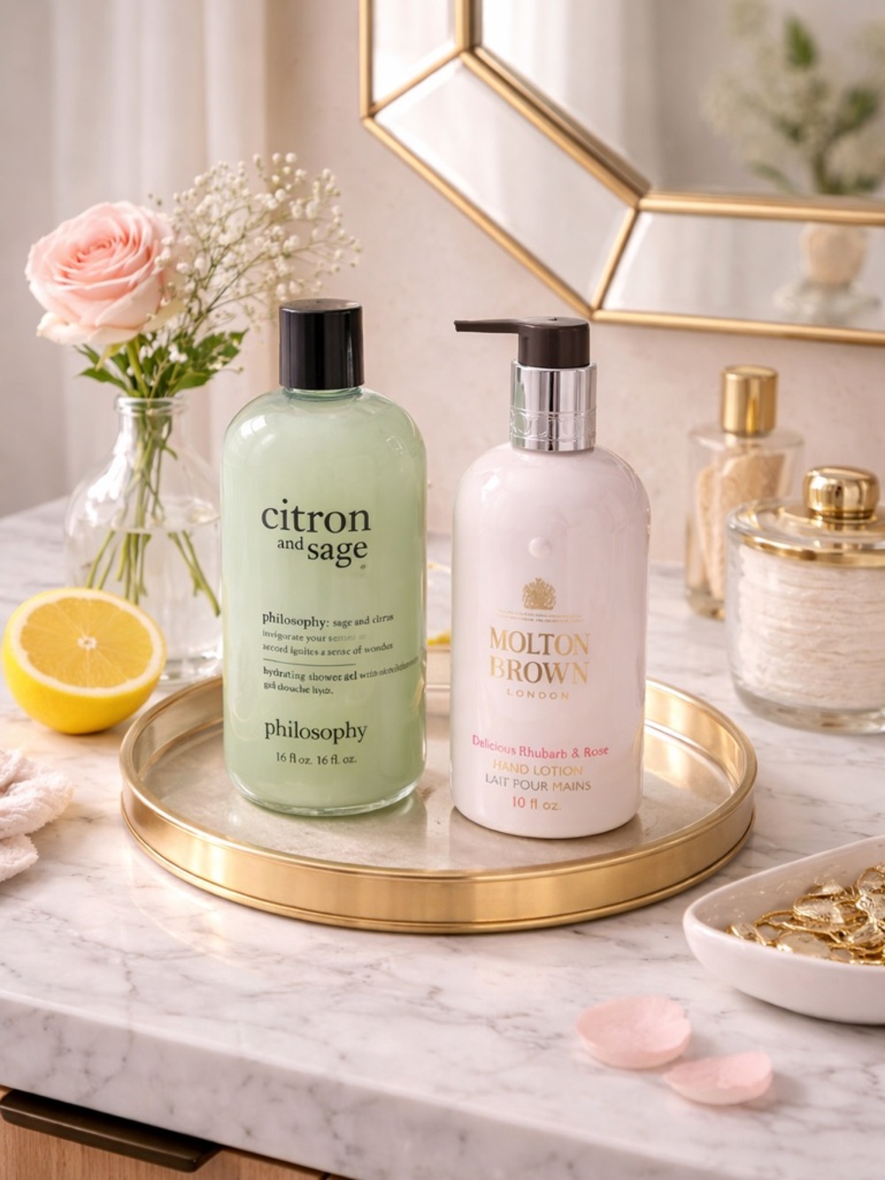 NWT Philosophy Citron & Sage 16oz + Molton Brown Rhubarb Rose 10oz Bundle - Picture 7 of 7
